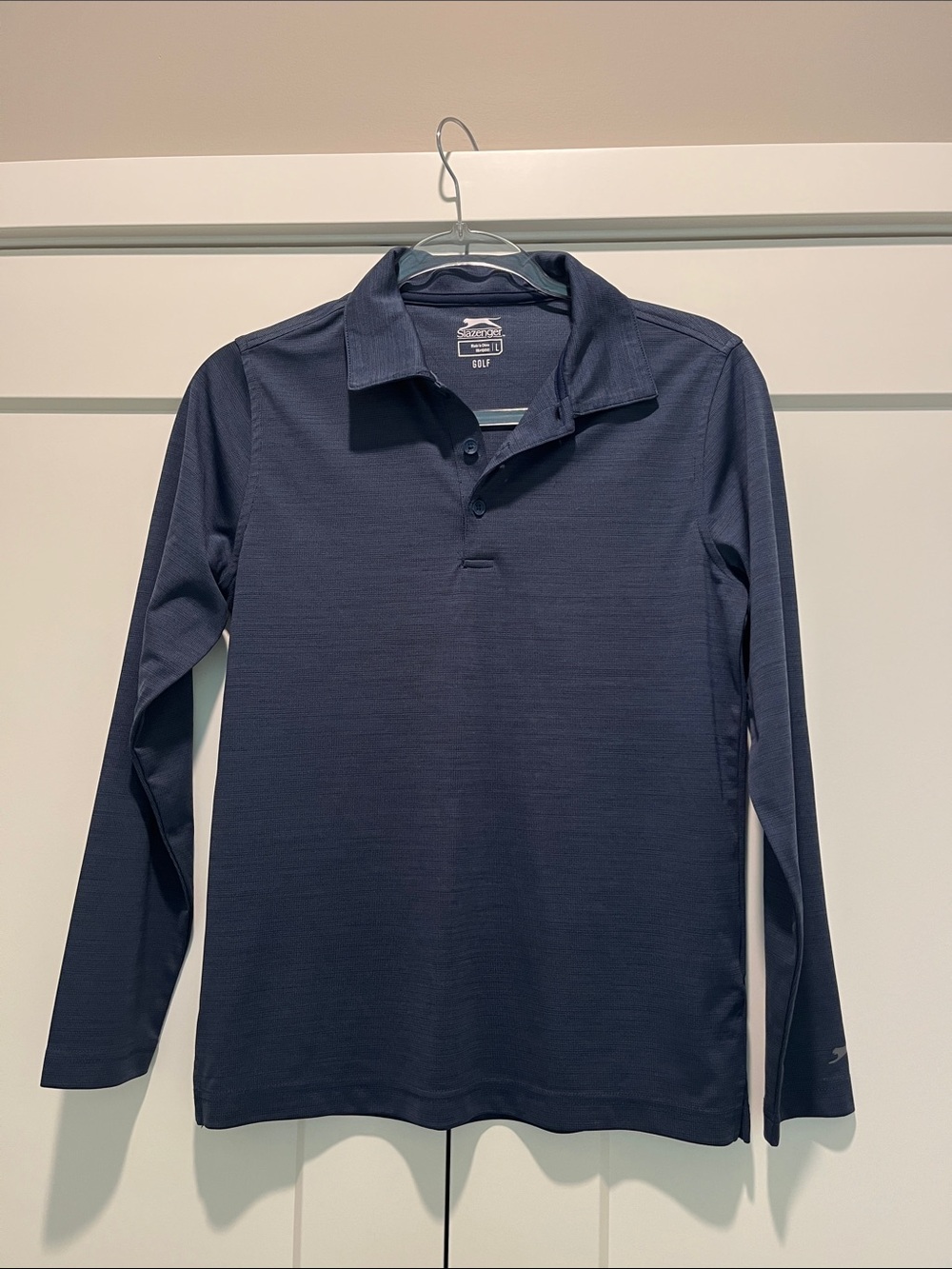 Slazenger Boys Long Sleeve Polo - Navy Blue